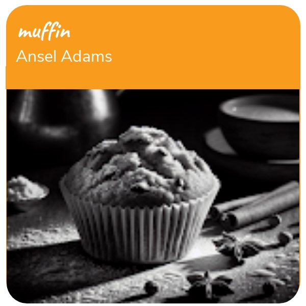 AI Art: muffin based on Ansel Adams