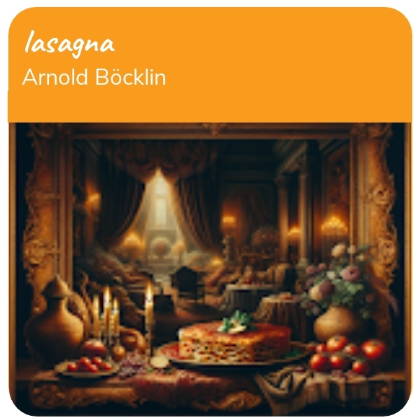 AI Art: lasagna based on Arnold Böcklin